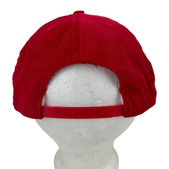 Vtg Six States Distributors Corduroy Snapback Trucker Hat Cap Headliner 80s Red - Picture 9 of 11